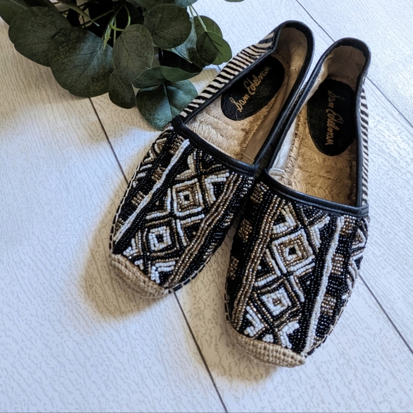 Sam Edelman Shoes - Sam Edelman Lida Espadrille Beaded Zebra Print Flats Size 6.5